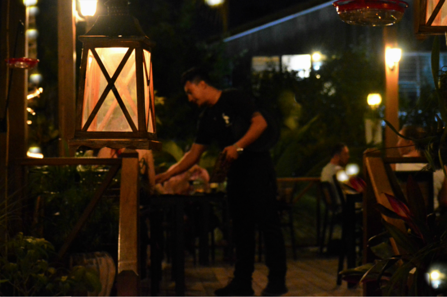 Romantic atmosphere in an Italian restaurant on Caye Caulker, Belize