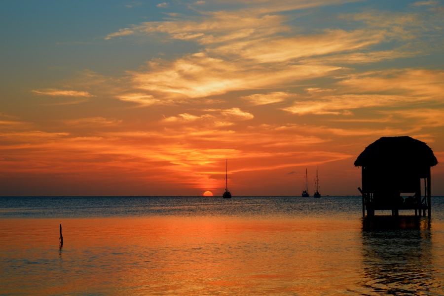 Gorgeous sunset on Caye Caulker island